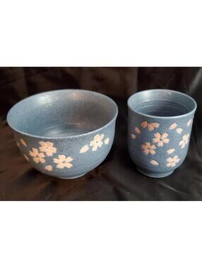 Asian Blue Bowl/cup Cherry Blossom